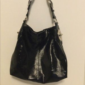 Coach Peyton black patent leather hobo purse 19755